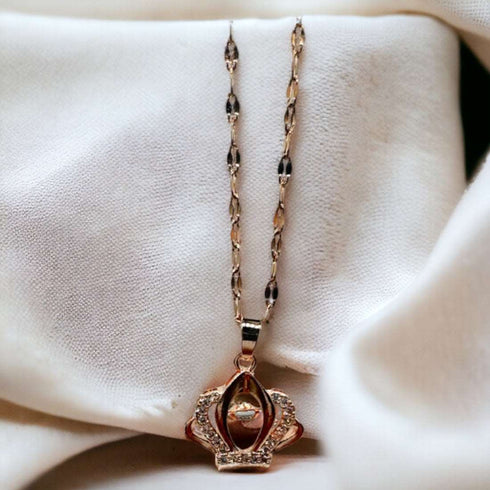 Golden Crown Diamond Necklace - D63 - 1